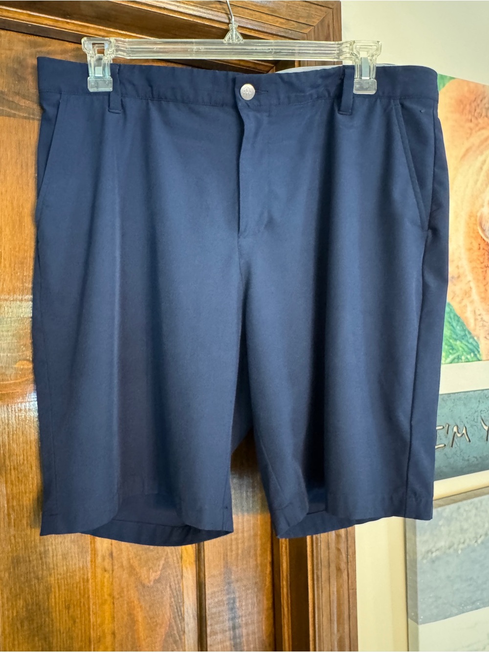 adidas Men's Navy Flat-Front Performance Shorts